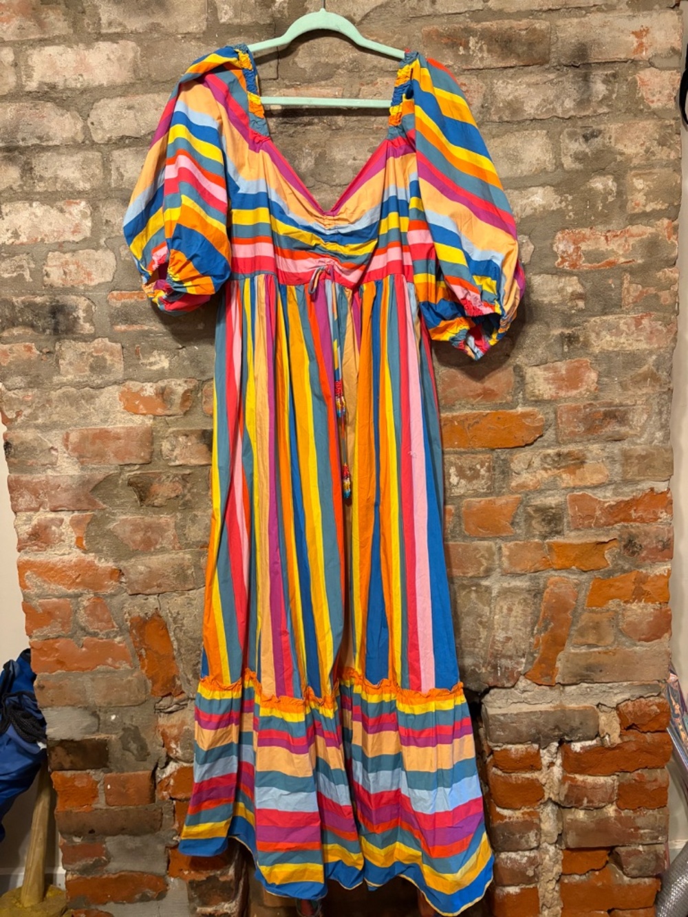 Farm Rio Striped Scarf Maxi Ruffled Dress - Picture 5 of 9